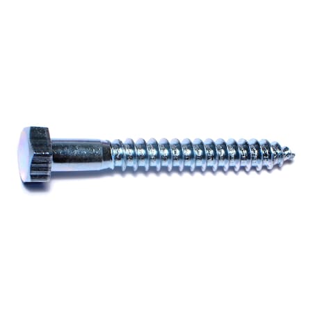 Midwest Fastener Lag Screw, 5/16 in, 2-1/2 in, Steel, Zinc Plated Hex Hex Drive, 100 PK 01303